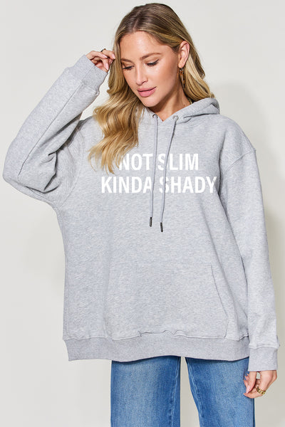 Simply Love Full Size NOT SLIM KINDA SHADY Long Sleeve Hoodie  | KIKI COUTURE