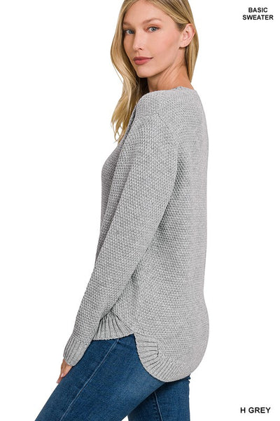 Round Neck Basic Sweater  | KIKI COUTURE