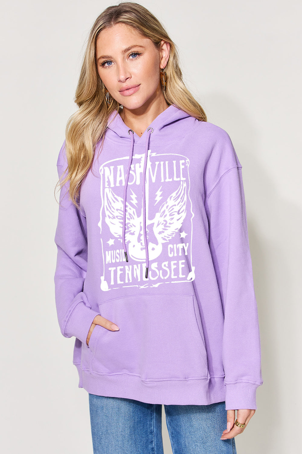 Simply Love Full Size Graphic Long Sleeve Hoodie  | KIKI COUTURE