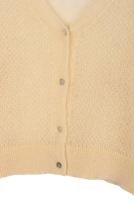 Wool blended sheer cardigan  | KIKI COUTURE