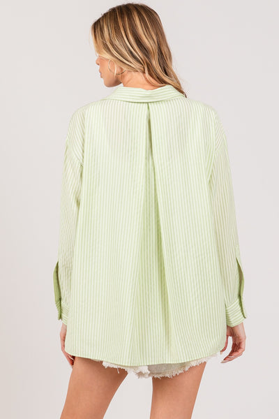 SAGE + FIG Striped Button Up Long Sleeve Shirt  | KIKI COUTURE