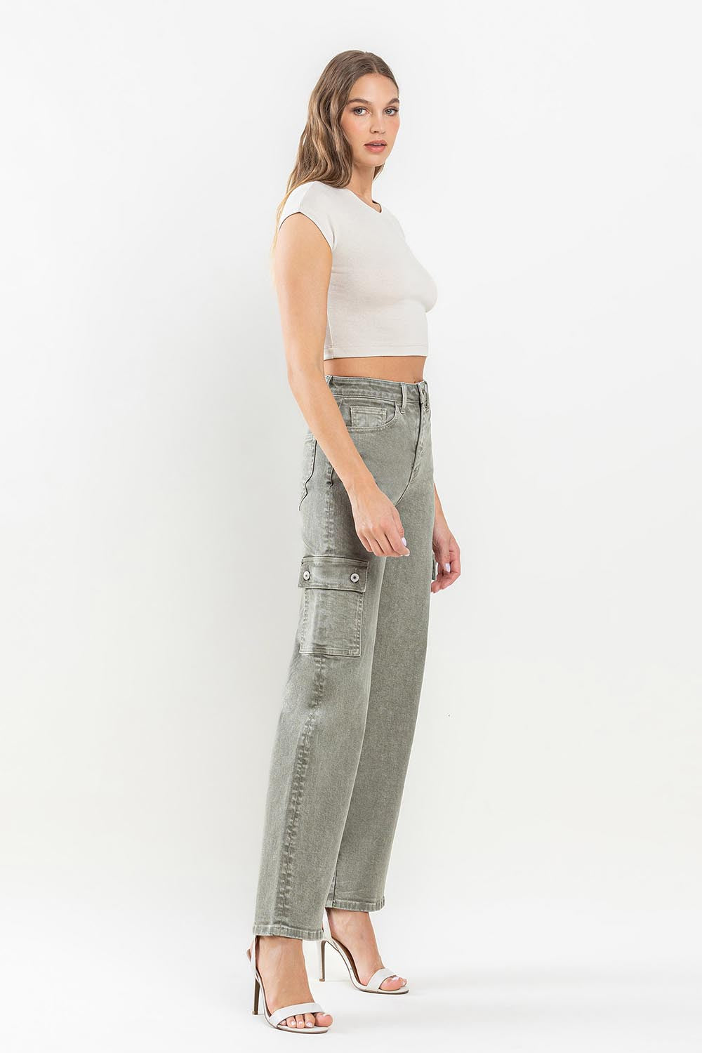 Vervet by Flying Monkey 90's Super High Rise Cargo Jeans  | KIKI COUTURE