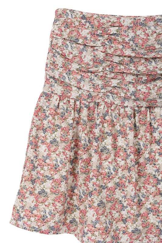 Shirred floral skirt  | KIKI COUTURE