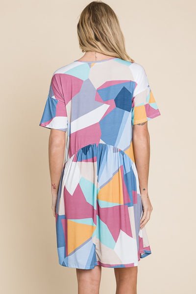 BOMBOM Ruched Color Block Short Sleeve Dress  | KIKI COUTURE