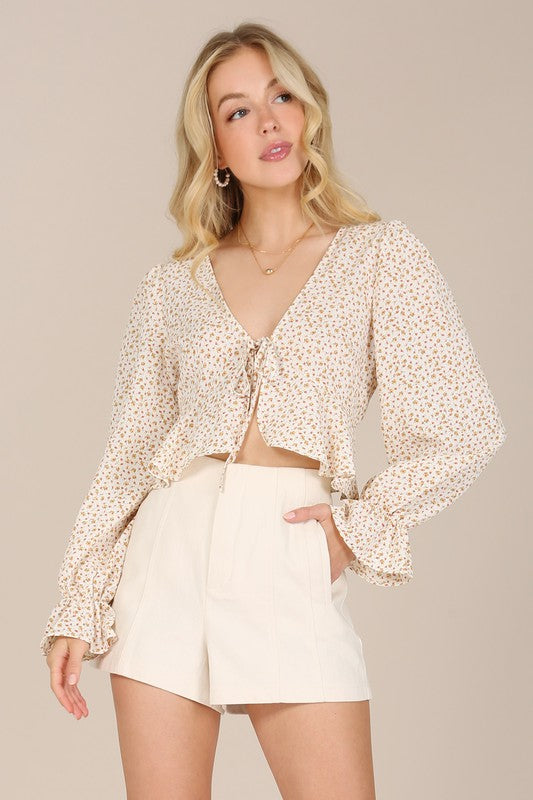 LS floral frill blouse  | KIKI COUTURE