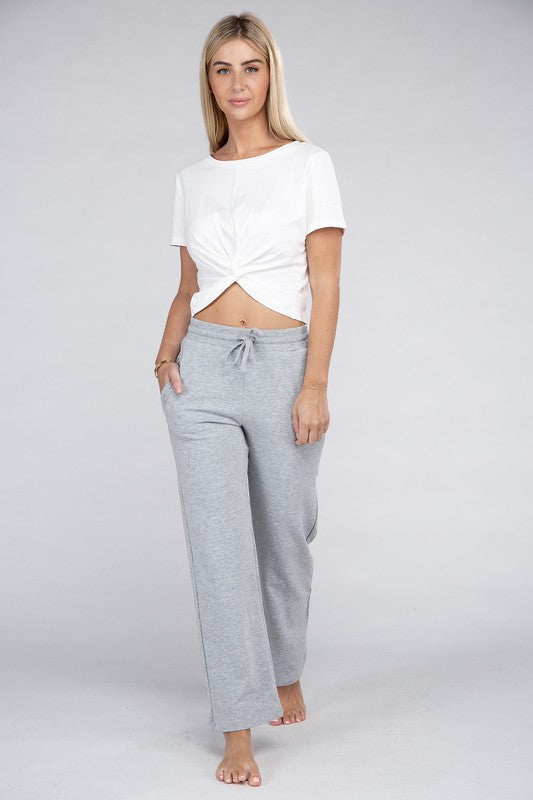 Lounge Wide Pants with Drawstrings  | KIKI COUTURE