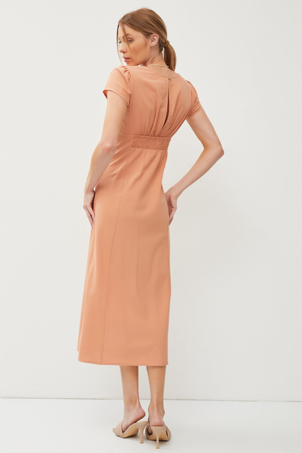 Be Cool Square Neck Short Sleeve Midi Dress  | KIKI COUTURE