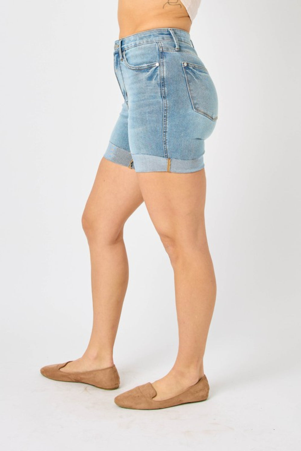 Judy Blue Full Size Tummy Control Denim Shorts  | KIKI COUTURE