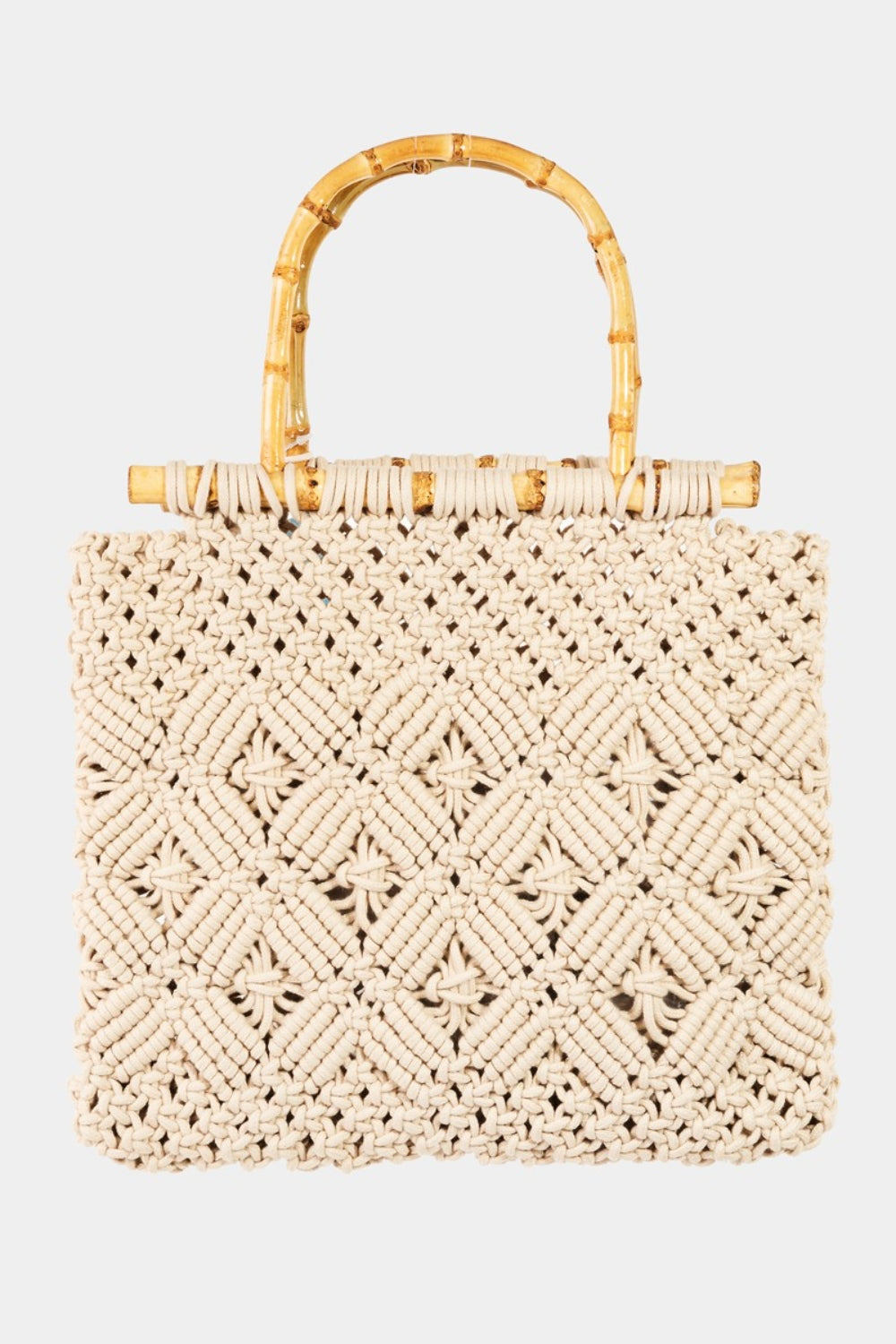 Fame Wooden Handle Braided Handbag  | KIKI COUTURE
