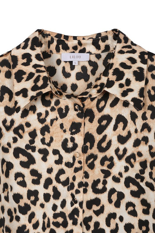Satin leopard blouse  | KIKI COUTURE