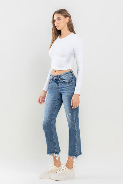 Lovervet Mid Rise Frayed Hem Jeans  | KIKI COUTURE