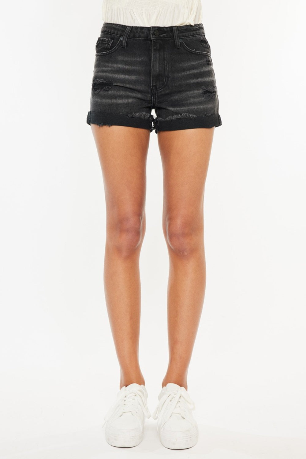 Kancan High Waist Distressed Denim Shorts  | KIKI COUTURE