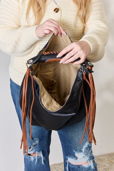 SHOMICO Fringe Detail Contrast Handbag  | KIKI COUTURE