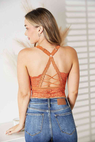 JadyK Full Size Crisscross Lace Bralette  | KIKI COUTURE