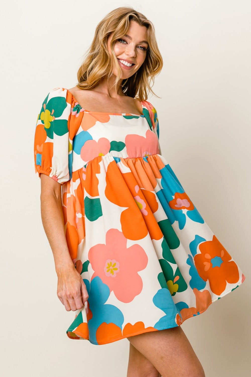 BiBi Floral Puff Sleeve Mini Dress  | KIKI COUTURE