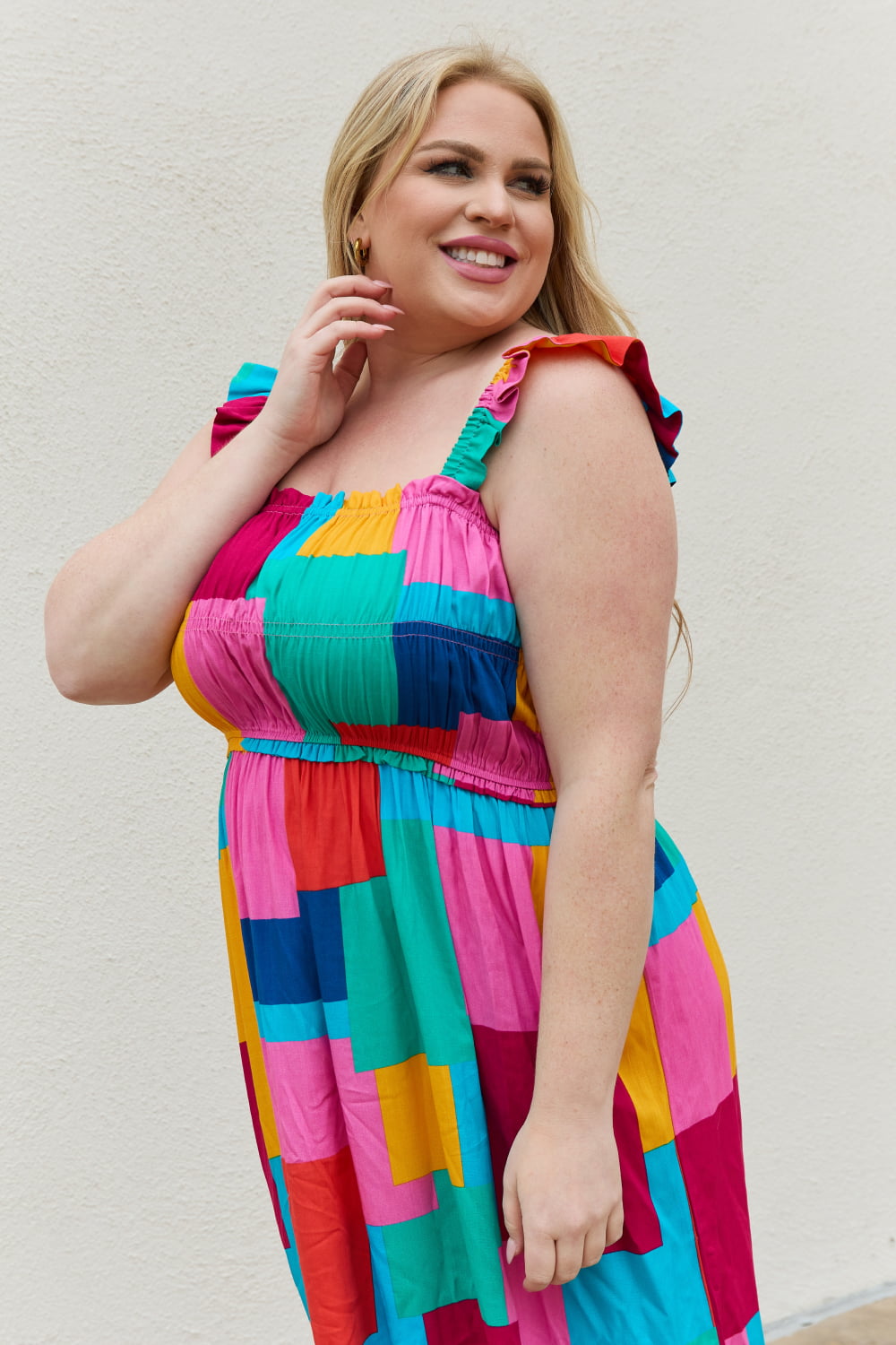And The Why Multicolored Square Print Summer Dress  | KIKI COUTURE