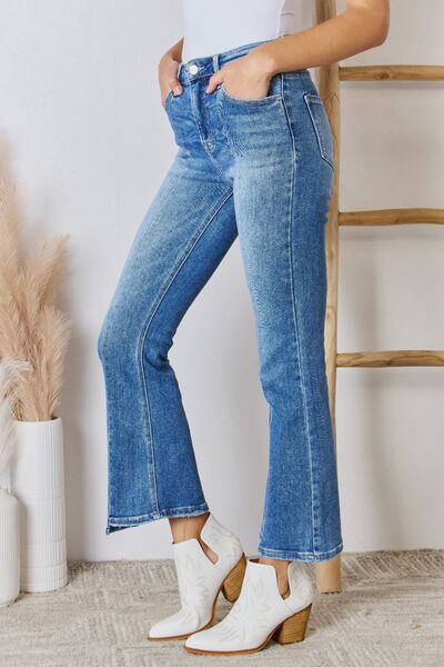 RISEN Full Size High Rise Ankle Flare Jeans  | KIKI COUTURE
