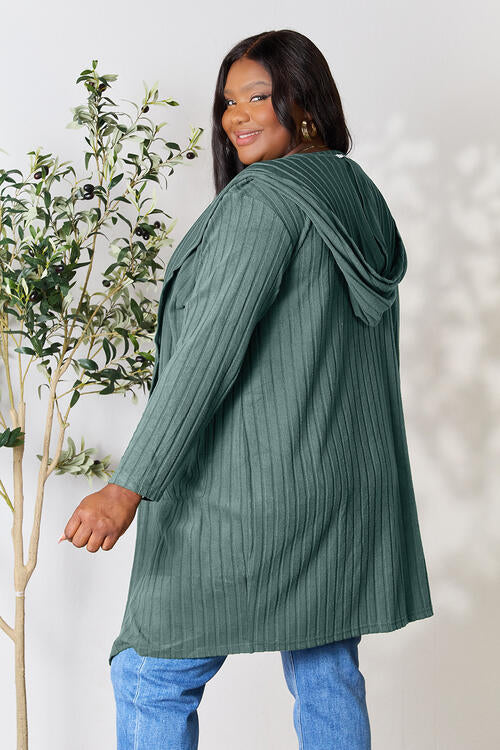 Basic Bae Full Size Hooded Sweater Cardigan  | KIKI COUTURE