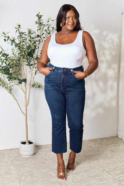 BAYEAS Full Size Raw Hem Straight Jeans  | KIKI COUTURE