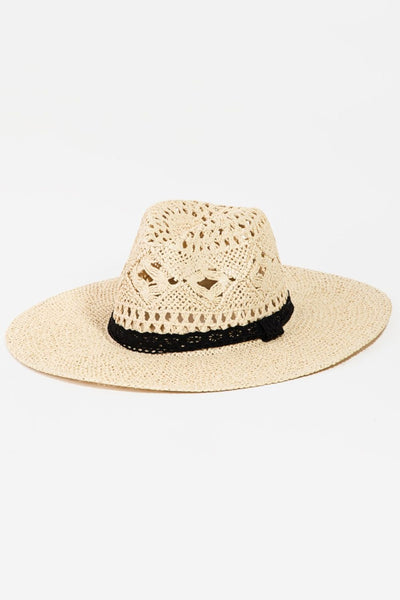Fame Openwork Lace Detail Wide Brim Hat  | KIKI COUTURE