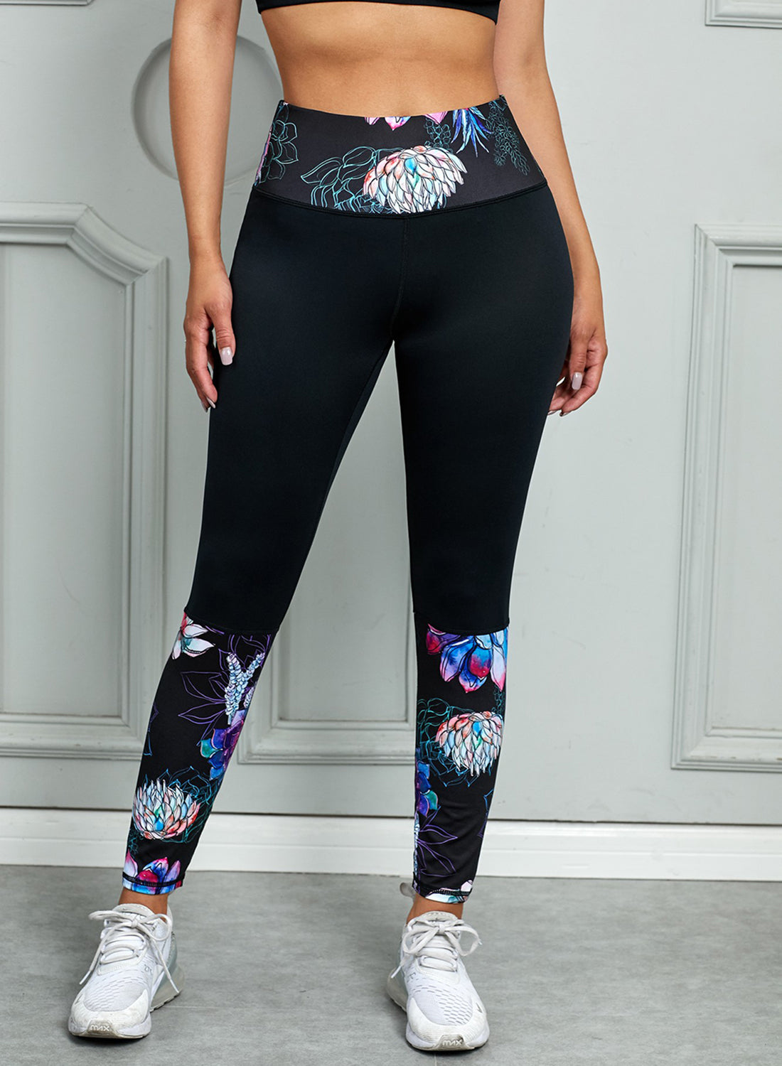 Printed Wide Waistband Active Leggings  | KIKI COUTURE-Women's Clothing, Designer Fashions, Shoes, Bags
