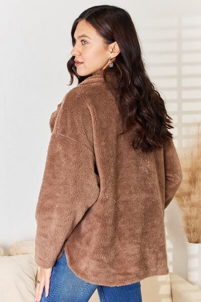 Culture Code Double Breasted Fuzzy Coat  | KIKI COUTURE