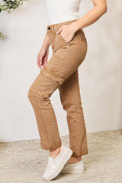 Risen Full Size High Waist Straight Jeans with Pockets  | KIKI COUTURE