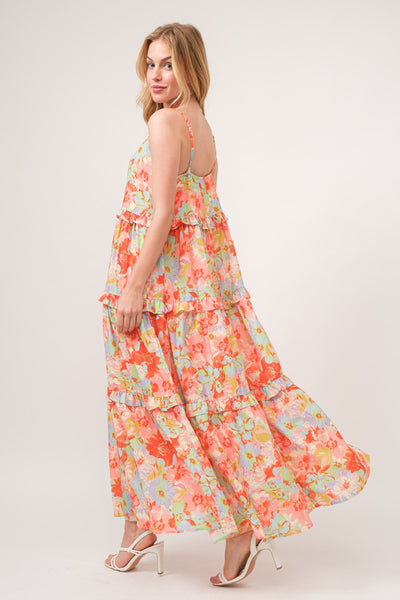 And The Why Floral Ruffled Tiered Maxi Cami Dress  | KIKI COUTURE