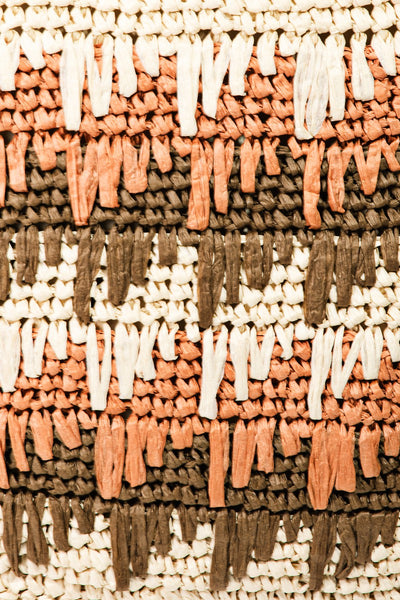 Fame Straw Braided Striped Tote Bag  | KIKI COUTURE