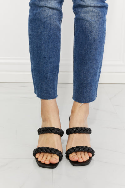 In Love Double Braided Block Heel Sandal in Black | KIKI COUTURE