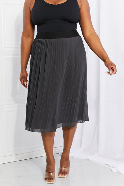Zenana Full Size Romantic At Heart Pleated Chiffon Midi Skirt  | KIKI COUTURE