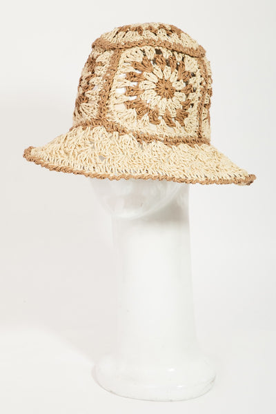 Fame Contrast Geometric Wide Brim Hat  | KIKI COUTURE