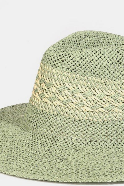 Fame Contrast Wide Brim Straw Hat  | KIKI COUTURE