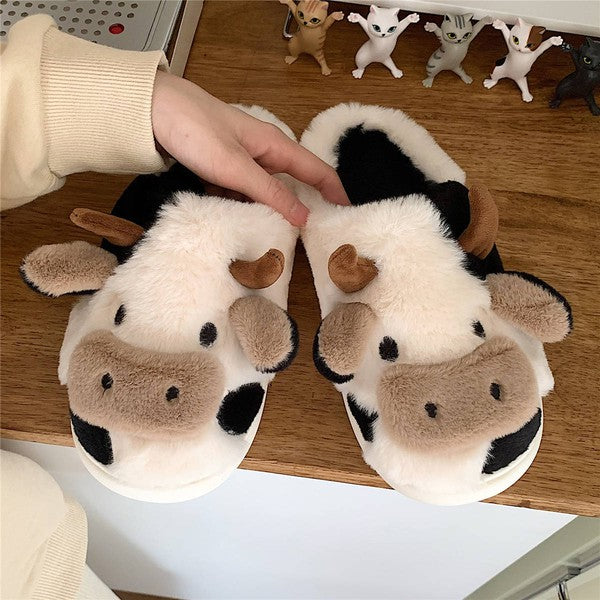 Faux fur Cow slippers | KIKI COUTURE