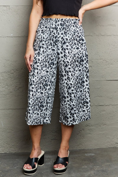 Ninexis Leopard High Waist Flowy Wide Leg Pants with Pockets  | KIKI COUTURE