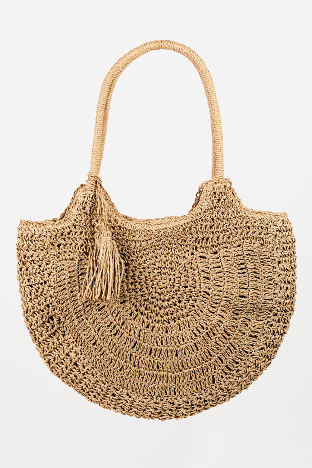 Fame Straw Braided Tote Bag with Tassel  | KIKI COUTURE