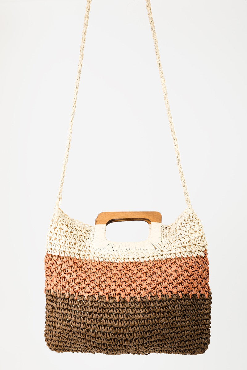 Fame Color Block Double-Use Braided Tote Bag  | KIKI COUTURE