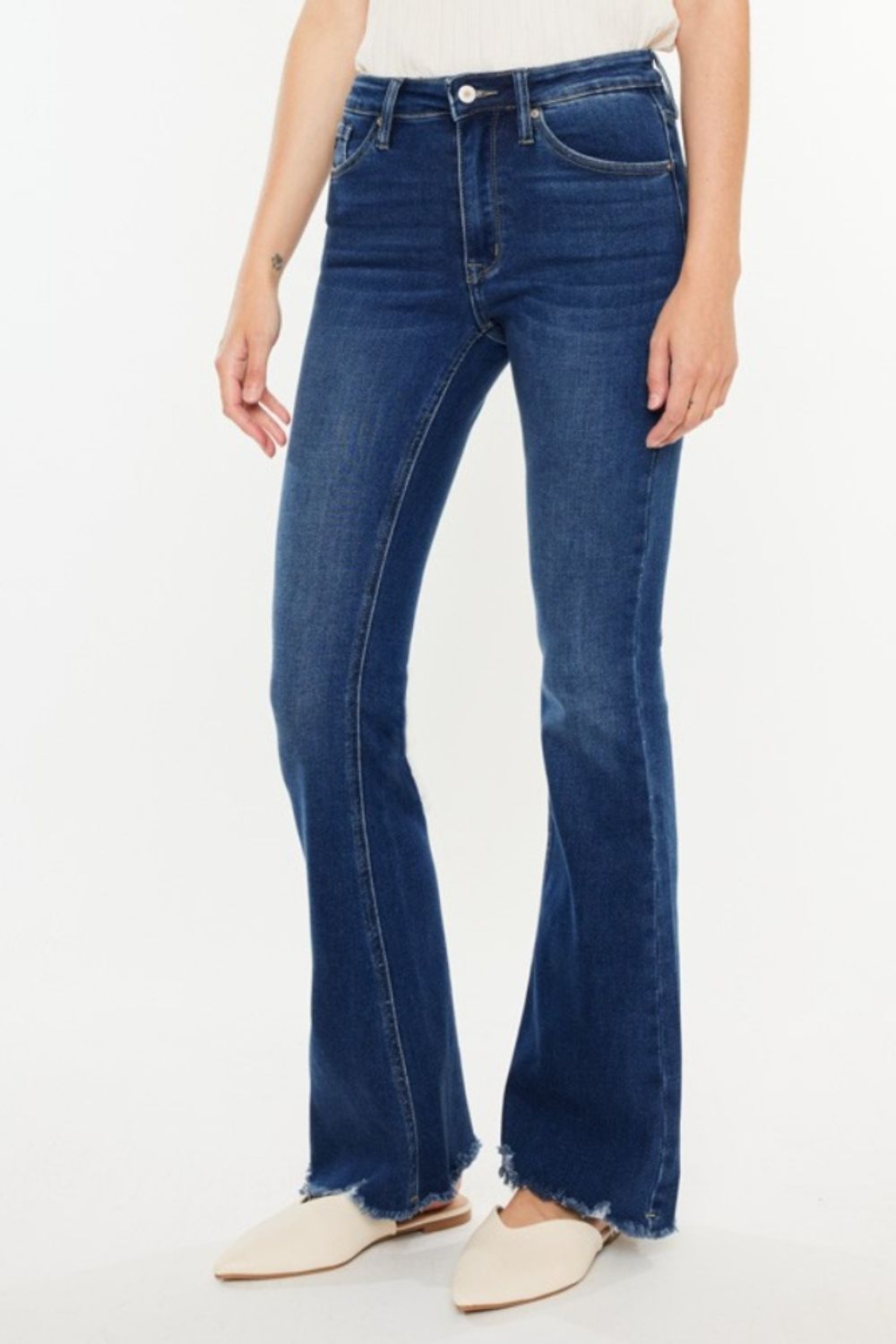 Kancan Cat's Whiskers Raw Hem Flare Jeans  | KIKI COUTURE