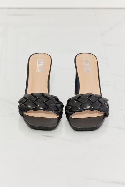 Top of the World Braided Block Heel Sandals in Black | KIKI COUTURE