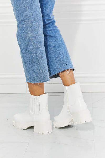 What It Takes Lug Sole Chelsea Boots in White | KIKI COUTURE