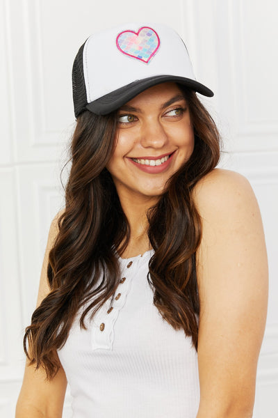 Fame Falling For You Trucker Hat in Black  | KIKI COUTURE