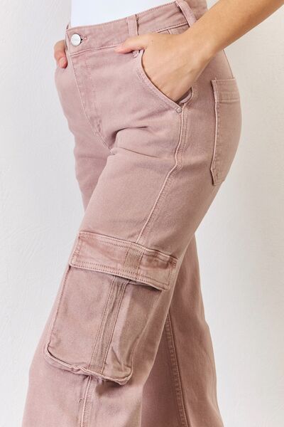 RISEN Full Size High Rise Cargo Wide Leg Jeans  | KIKI COUTURE