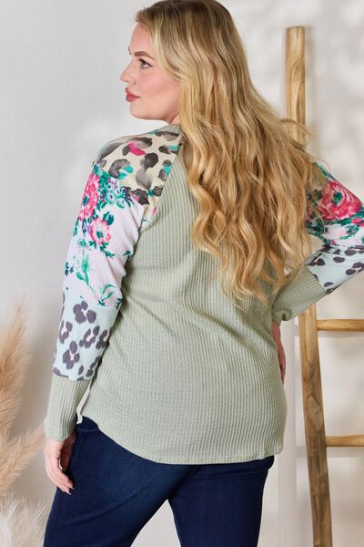 Hailey & Co Full Size Printed Round Neck Blouse  | KIKI COUTURE