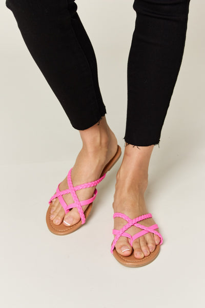 WILD DIVA Crisscross PU Leather Open Toe Sandals  | KIKI COUTURE