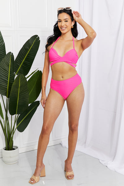 Marina West Swim Summer Splash Halter Bikini Set in Pink  | KIKI COUTURE