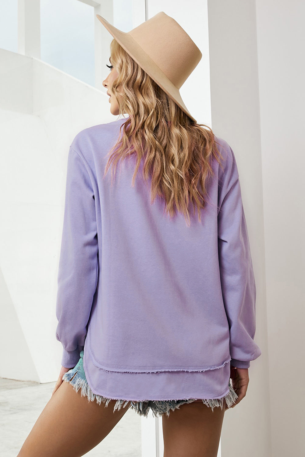 Side Slit Drop Shoulder Sweatshirt  | KIKI COUTURE-Women's Clothing, Designer Fashions, Shoes, Bags