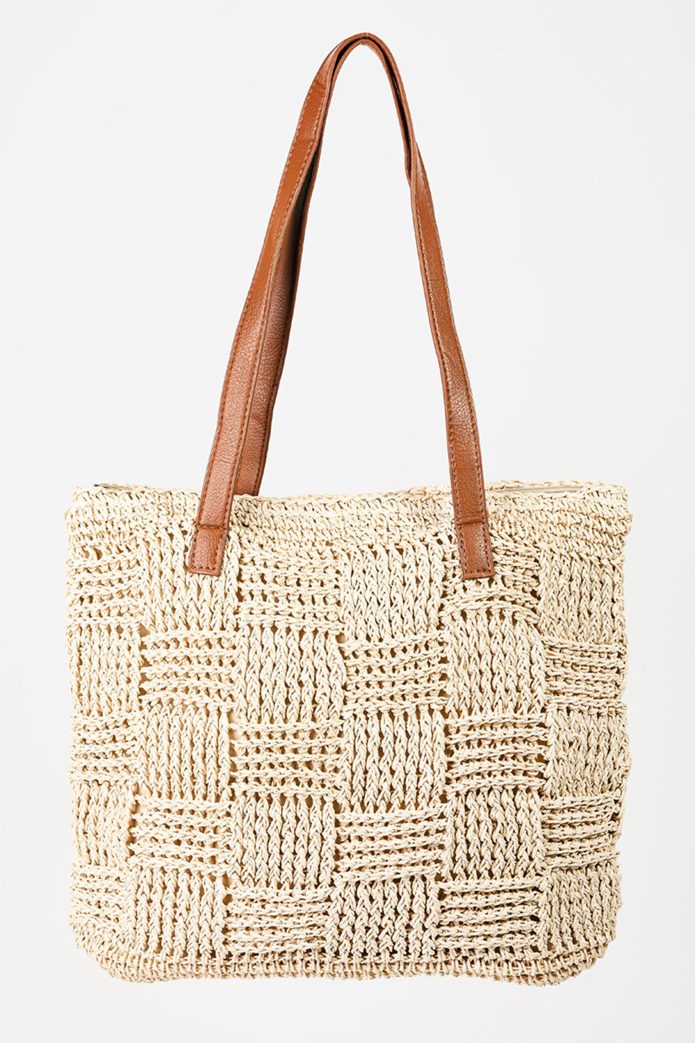 Fame Braided Faux Leather Strap Tote Bag  | KIKI COUTURE