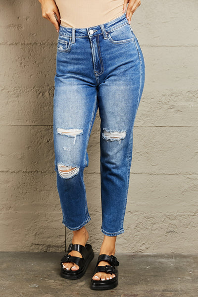 BAYEAS High Waisted Cropped Dad Jeans  | KIKI COUTURE