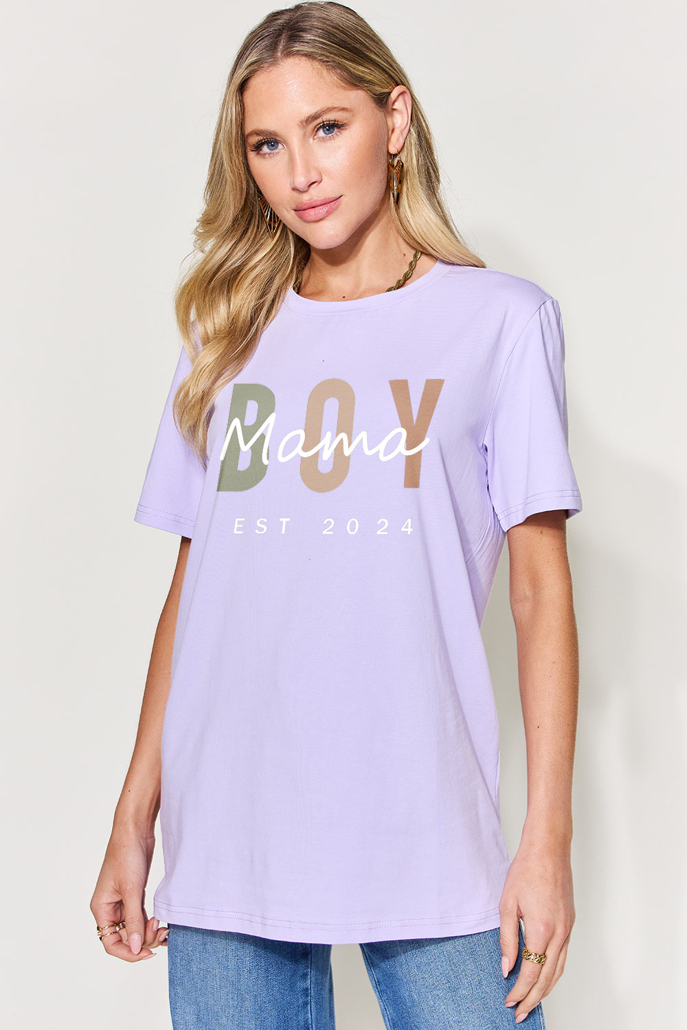 Simply Love Full Size Letter Graphic Round Neck Short Sleeve T-Shirt  | KIKI COUTURE
