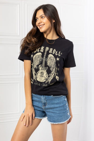 Full Size Rock & Roll Graphic Tee | KIKI COUTURE
